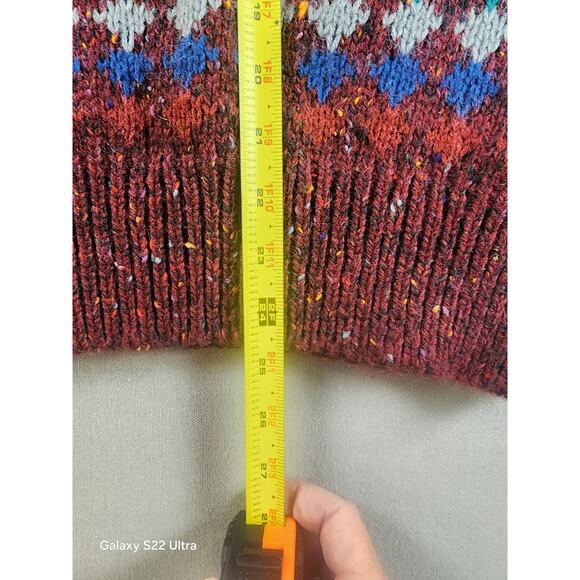 North Wales Sportswear Large V Neck Sweater Mens Wool Blend Geometric Print - Picture 8 of 8